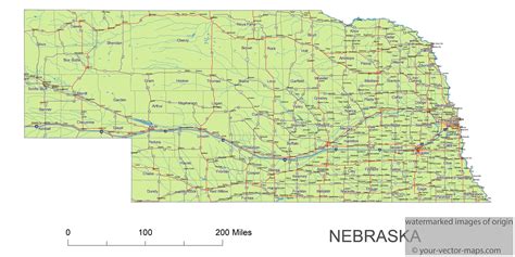 Nebraska state route network map. Nebraska highways map. Cities of ...