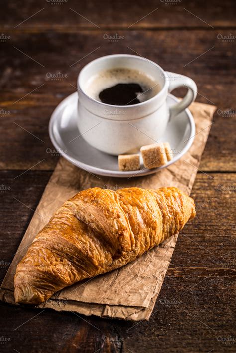 Coffee and croissants featuring croissant, breakfast, and cafe | High ...