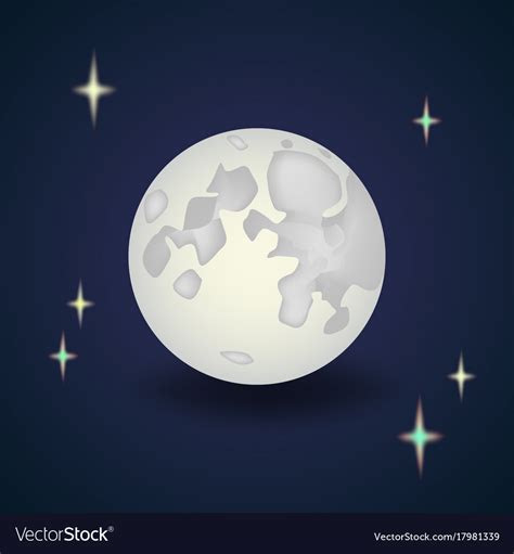 Cartoon full moon with stars night wallpaper Vector Image