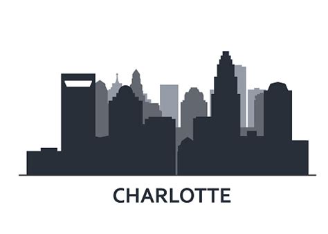 Silhouette Of Charlotte Skyline Charlotte Panorama City Downtown ...