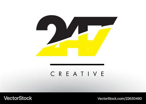 247 black and yellow number logo design Royalty Free Vector