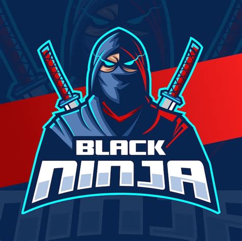 Premium Vector | Black ninja mascot esport logo