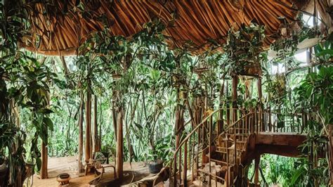 35mm photo of interior of luxurious jungle treehouse, | Stable Diffusion