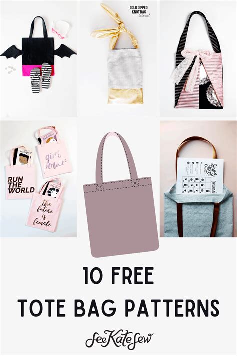 10 FREE tote bag patterns - see kate sew