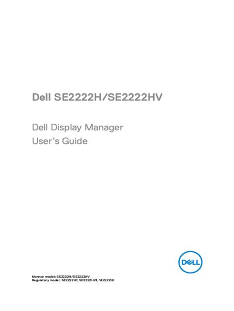 Fillable Online Dell SE2222H Monitor Dell Display Manager User's Guide ...