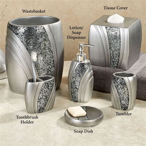 Bathroom Contemporary Silver 6 Piece Bathroom Accessory Set Have ...