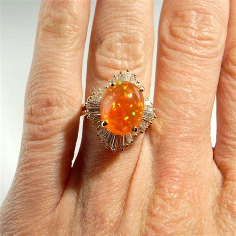 FINEST Mexican Precious Fire Opal Ring Big Orange Fire Opal | Etsy