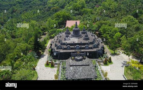 Aerial view of Traditional Buddhist temple Brahma Vihara Arama, Bali ...