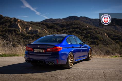 San Marino Blue BMW M5 with HRE RC104 Wheels in Satin Gold