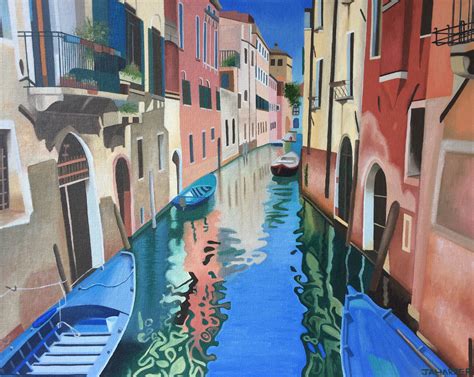 Venice Canal Boats Original Oil Painting on Canvas Ready to | Etsy UK ...