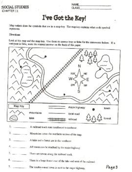 Grade 3/4: I've Got the Key Map Worksheet by Inspire 4 Learning