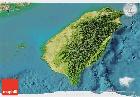 Satellite Panoramic Map of Taiwan