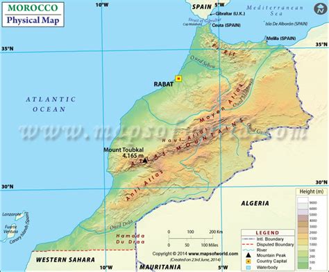 Physical Map of Morocco