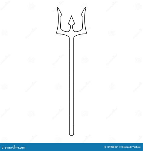 Outline Trident Isolated on White Background. Devil, Neptune Trident ...