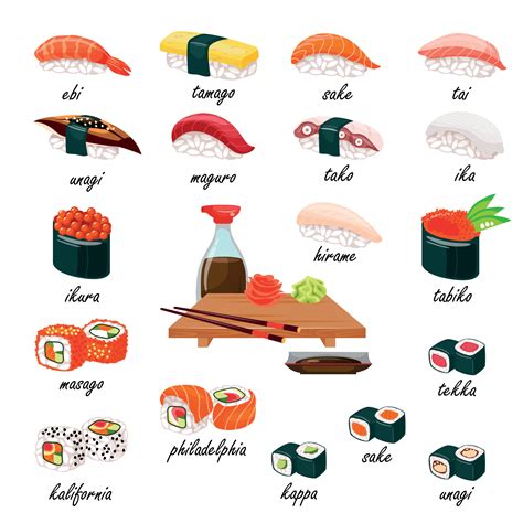 Asianfood. Big Set With Different Types Of Sushi, Rolls, Nigiri, Gukans ...