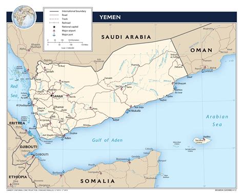 Large Detailed Political Map Of Yemen With Roads Cities And Airports ...