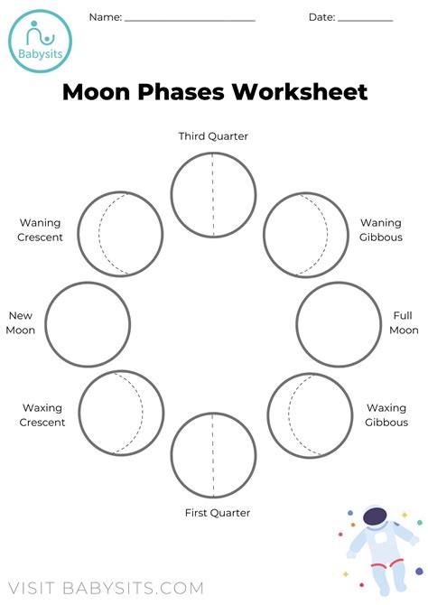 Phases of the Moon Space Crafts for Kids with Moon Phases Worksheet