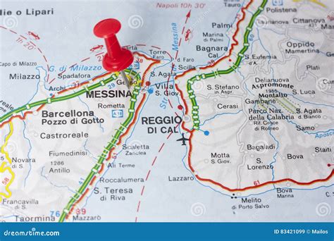 Messina Italy on a Map stock image. Image of europe, geography - 83421099