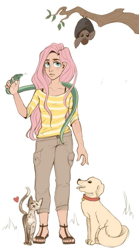 Fluttershy and animals humanized flatcolor by bubblenote.deviantart.com ...