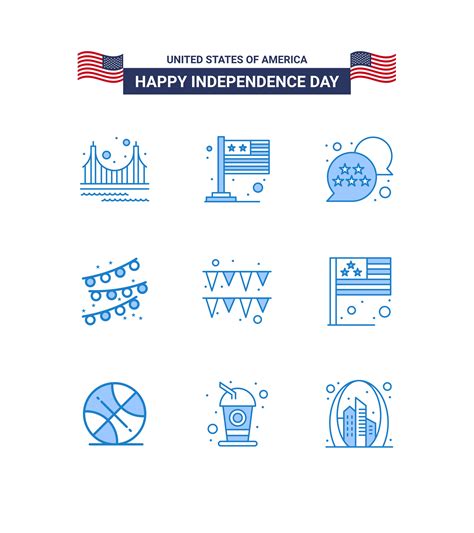 USA Independence Day blue icon set 1339379 Vector Art at Vecteezy