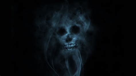 HD wallpaper: ghost skull wallpaper, smoke, cyan, black background ...