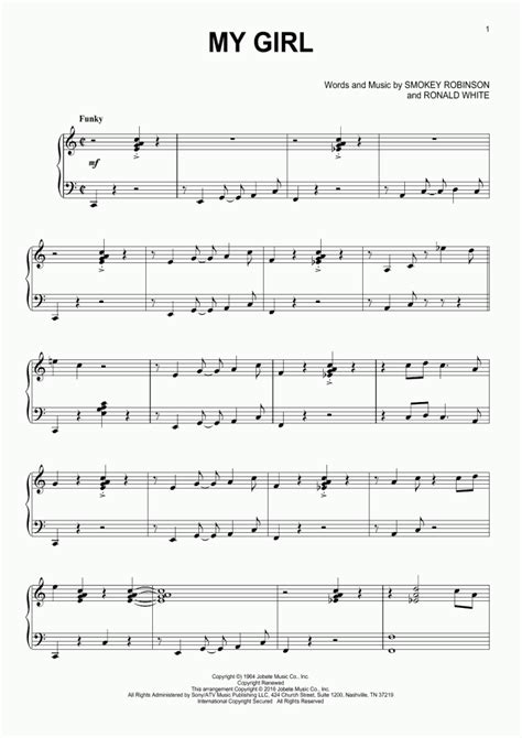 My Girl Piano Sheet Music | OnlinePianist