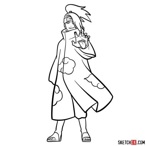 How to draw Deidara from Naruto anime - Sketchok easy drawing guides