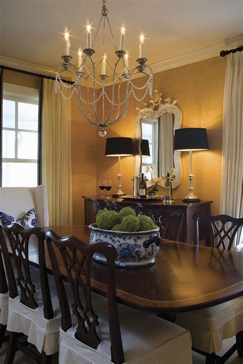 Beautiful classic dining room, textured wallpaper, black accents, a ...