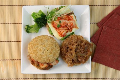 Rice burger stock image. Image of meat, grain, cheese - 77303621