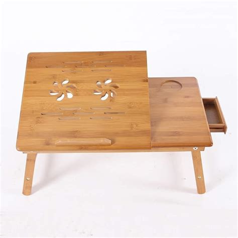 Buy Bamboo Laptop Desk, Portable Laptop Stand for Bed and Sofa ...