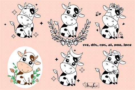 Cow svg - 22 cute baby cow clipart | cricut and sublimation