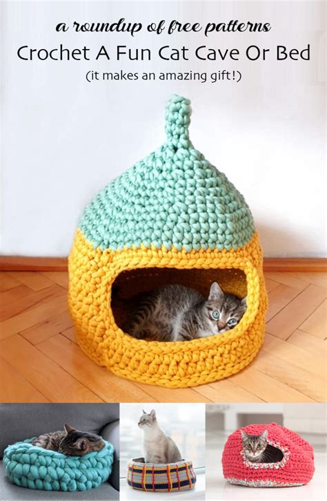 Crochet A Cat Cave Or Cat Bed With A Free Pattern! - creative jewish mom