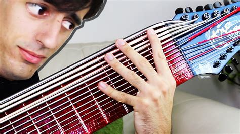 Musician Plays a 15-string Slap Bass Solo