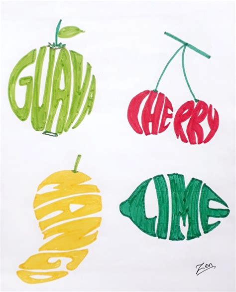 #creative lettering#easy handlettering#fruits word art #FOLLOW FOR MORE ...