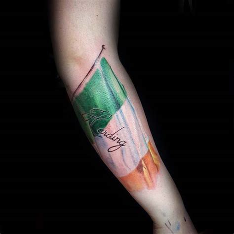 Waving Irish Flag Tattoo