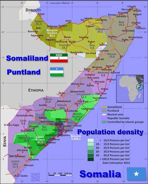 Puntland Country data, links and map by administrative structure