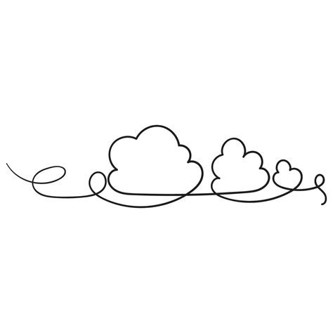 hand drawn Continuous line drawing. Clouds.doodle hand drawing style ...