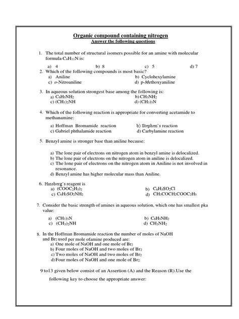 Amines Worksheet 2 PDF | PDF