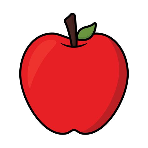 Animated Red Apple Vector Fruits Illustration Image with Stroke Outline ...