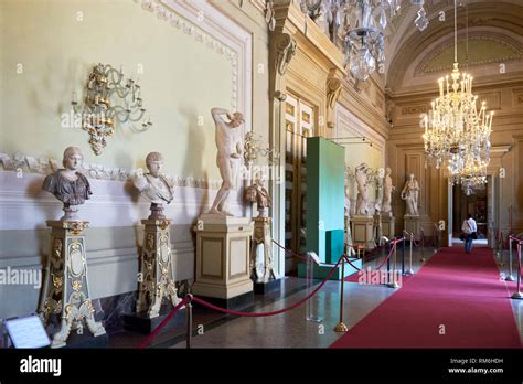 Sculptures in the interior of the first floor of the Pitti Palace ...