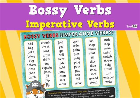 Bossy Verbs - Imperative Verbs Poster | Verb worksheets, Verbs poster, Verb