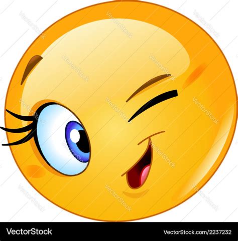 Female emoticon winking Royalty Free Vector Image