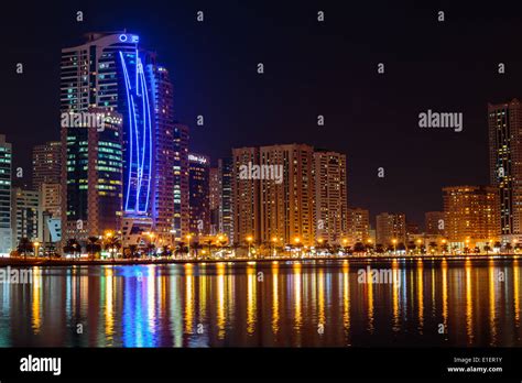 Night view of Sharjah Stock Photo - Alamy