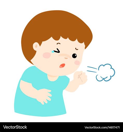 Little boy coughing cartoon Royalty Free Vector Image