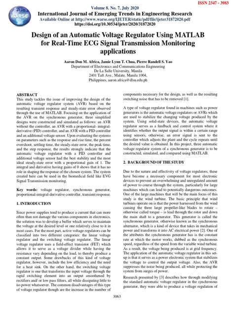 Design of An Automatic Voltage Regulator | PDF | Control Theory ...