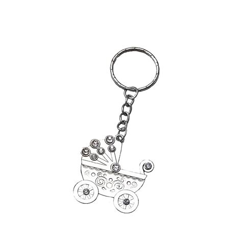 OH Baby Design Silver Metal Baby Carriage Key Chain - Famous Favors