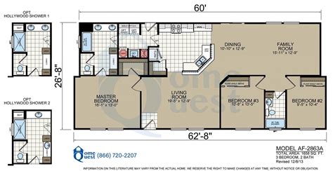 3 Bedroom 2 Bath Single Wide Mobile Home Floor Plans | Viewfloor.co