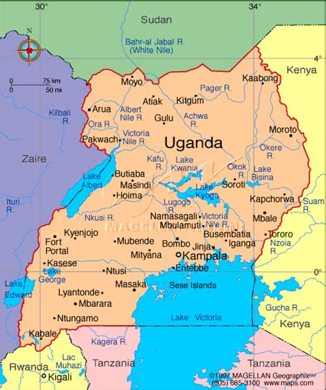 Uganda, capital city Kampala | Actividades de geografía, Mapa paises ...