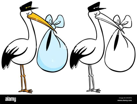 Cartoon Picture Of Stork Carrying Baby Clipart