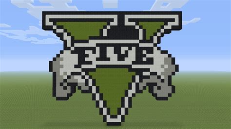 Minecraft Pixel Art - Grand Theft Auto 5 Logo - YouTube